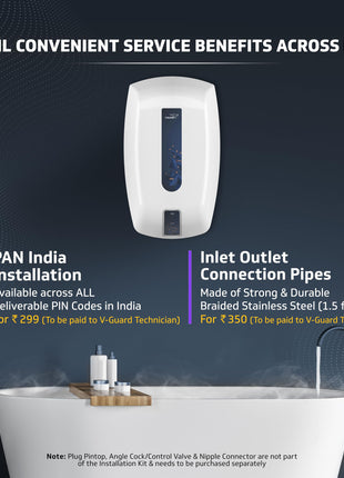 V-Guard Zio Geyser 5 Litre Instant Water Heater | Advanced Multi-Layered Safety | 3000 W Powerful Heating | Suitable For Kitchen & Bathroom | 5 Year Inner Tank Warranty by V-Guard | White-Blue 