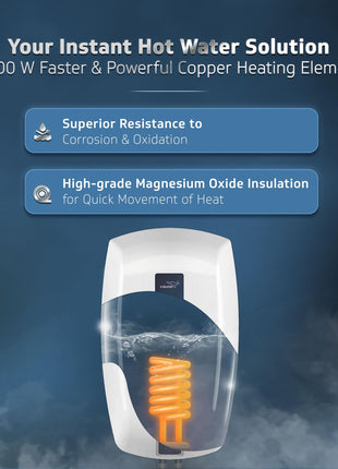 V-Guard Zio Geyser 5 Litre Instant Water Heater | Advanced Multi-Layered Safety | 3000 W Powerful Heating | Suitable For Kitchen & Bathroom | 5 Year Inner Tank Warranty by V-Guard | White-Blue 