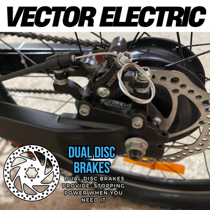VECTOR ELECTRIC E-MTB Stealth Bike – 250W Hub Motor, 36V 10.4Ah Battery, Dual Suspension, Off-Road Tires – High-Performance 