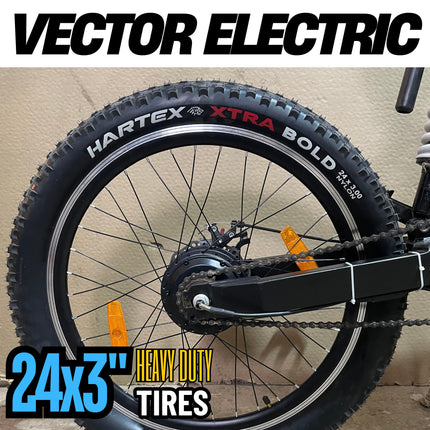 VECTOR ELECTRIC E-MTB Stealth Bike – 250W Hub Motor, 36V 10.4Ah Battery, Dual Suspension, Off-Road Tires – High-Performance 