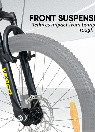 VESCO 24 T Drift Cycle for Big Kids MTB Mountain Bike | Dual Disk Brake & Front Suspension Single Speed Bicycle for Boys and Girls | 16 inches Frame | Ideal for 9-14 Years (Black) 