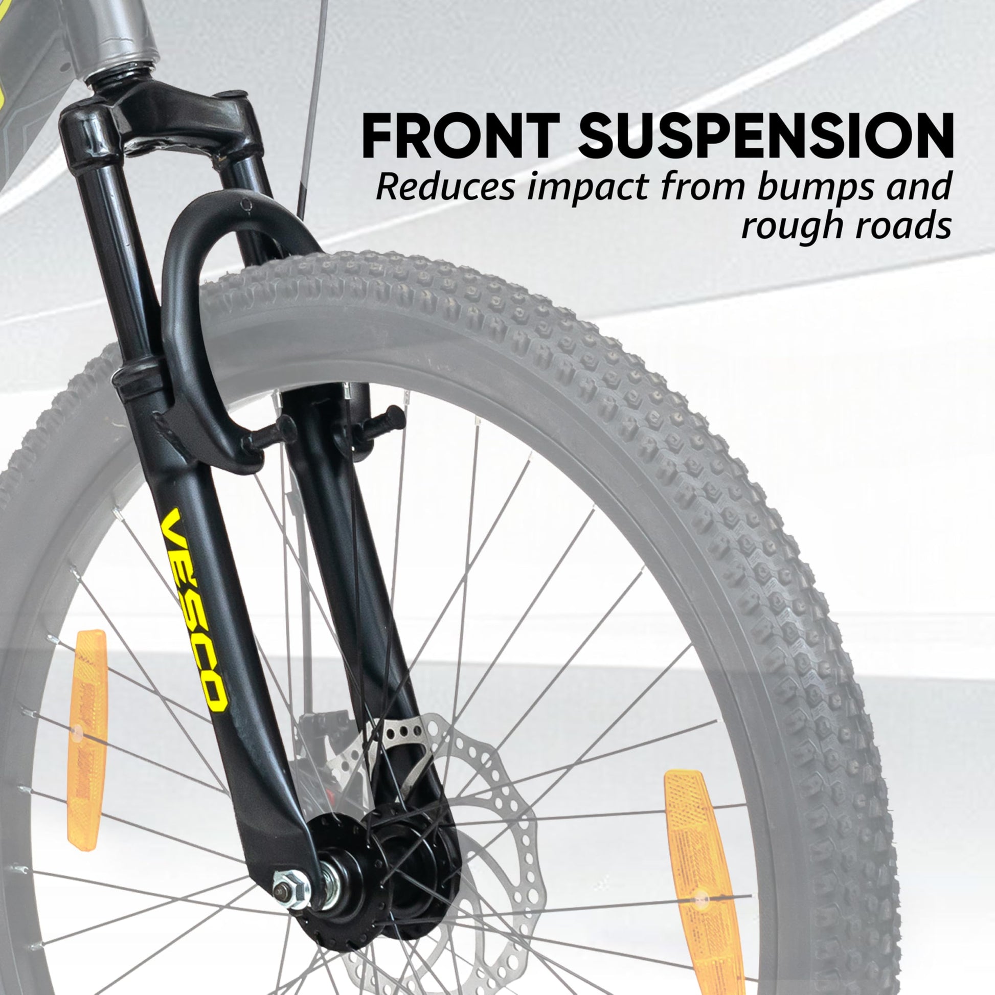 VESCO 24 T Drift Cycle for Big Kids MTB Mountain Bike | Dual Disk Brake & Front Suspension Single Speed Bicycle for Boys and Girls | 16 inches Frame | Ideal for 9-14 Years (Black) 