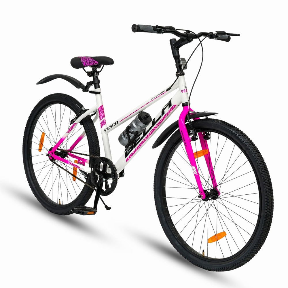 VESCO Bella 26T Ladies Cycle for Women | Single Speed | Rigid Fork | Frame 16 Inch | Ideal for 13+ Years Girls City Bike (Pink)