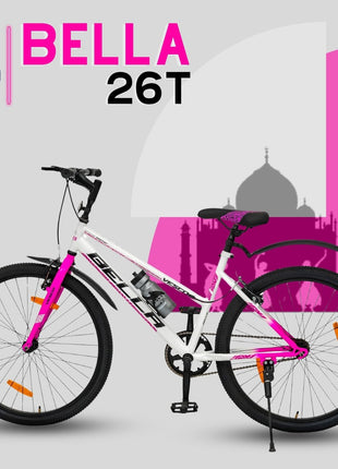 VESCO Bella 26T Ladies Cycle for Women | Single Speed | Rigid Fork | Frame 16 Inch | Ideal for 13+ Years Girls City Bike (Pink) 