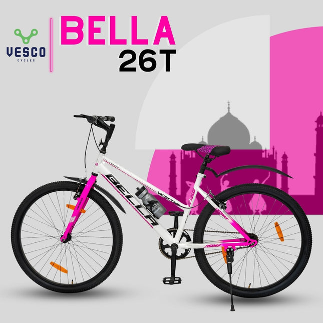 VESCO Bella 26T Ladies Cycle for Women | Single Speed | Rigid Fork | Frame 16 Inch | Ideal for 13+ Years Girls City Bike (Pink) 