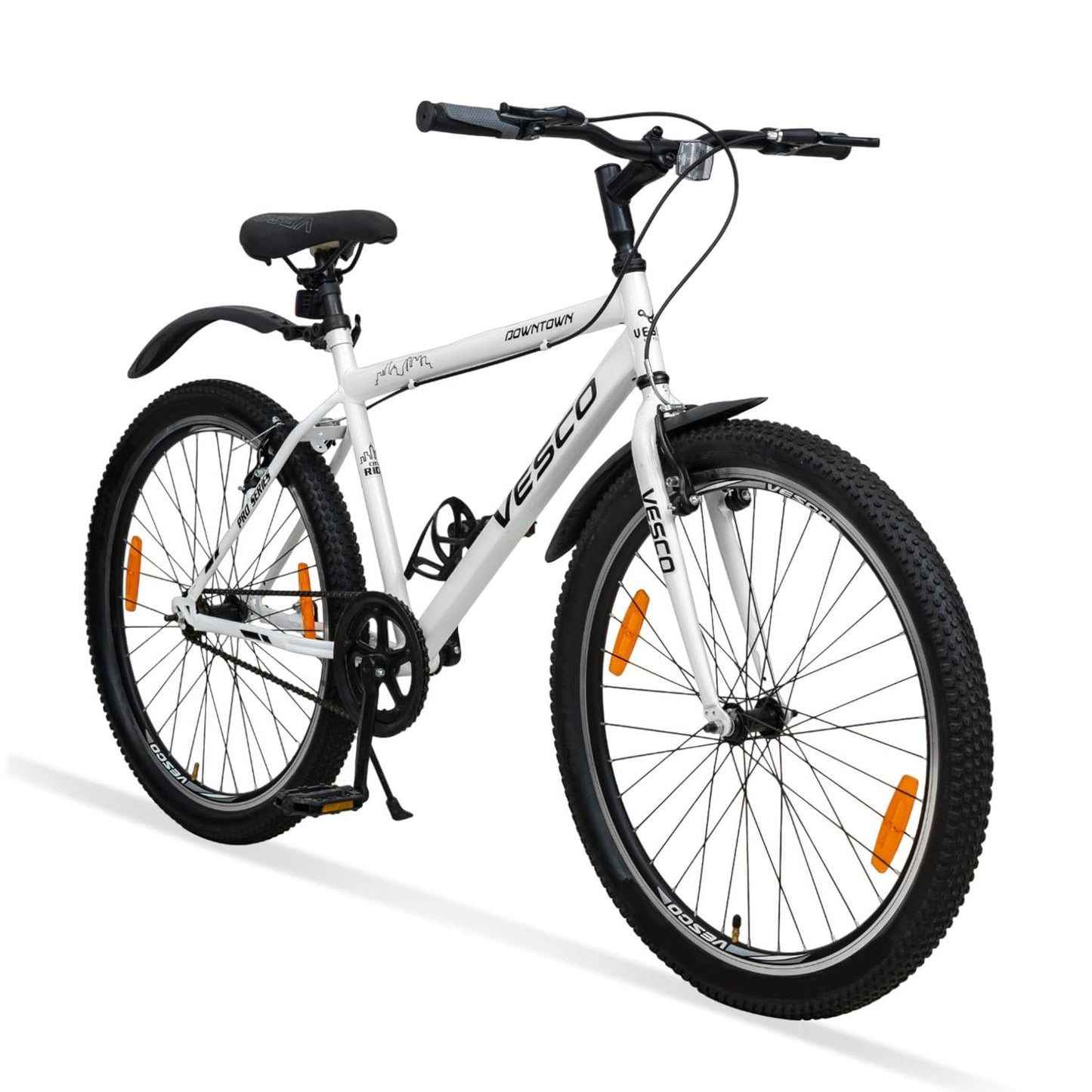 VESCO Downtown 26 T Cycle for Men with Rigid Fork/Single Speed Hybrid Bicycle | Frame 19 Inch | Ideal for 13+ Years Boys and Adult (White) 