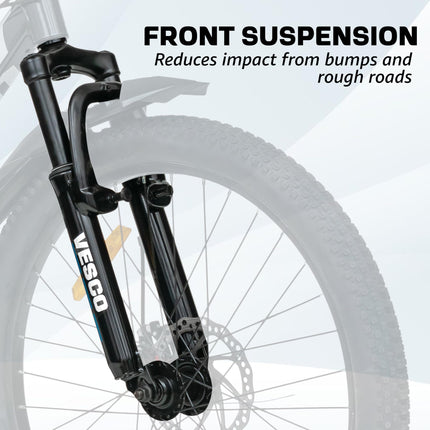 VESCO Drift 24 T Cycle 7 Speed Gear | Kids Cycle for Boys 9-13 Age | 16 inch Frame | Mountain Bicycle with Front Suspension & Dual Disc Brakes | Ideal for Kids 10-12 Years (Charcoal Grey) 