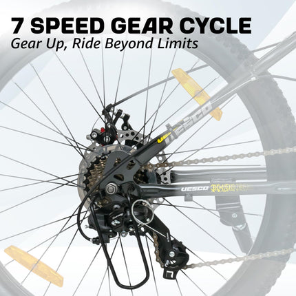 VESCO Drift 24 T Cycle 7 Speed Gear | Kids Cycle for Boys 9-13 Age | 16 inch Frame | Mountain Bicycle with Front Suspension & Dual Disc Brakes | Ideal for Kids 10-12 Years (Charcoal Grey) 