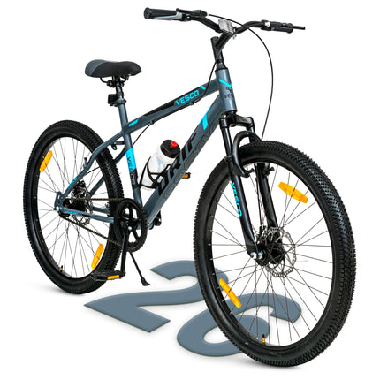 VESCO Drift 26 T MTB Cycle for Men with Front Suspension/Disc Brake/Single Speed Mountain Bicycle | Ideal for Adult & Boys (Grey),18 inches 