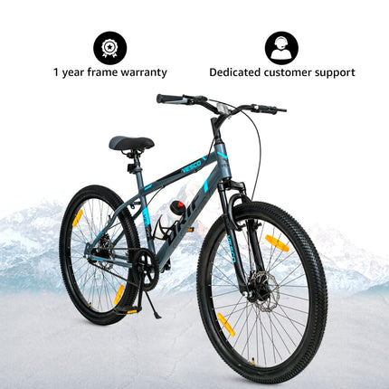 VESCO Drift 26 T MTB Cycle for Men with Front Suspension/Disc Brake/Single Speed Mountain Bicycle | Ideal for Adult & Boys (Grey),18 inches 