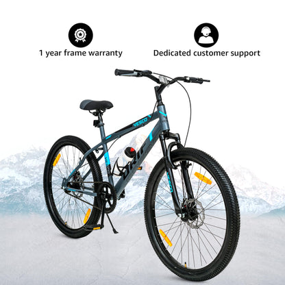 VESCO Drift 26 T MTB Cycle for Men with Front Suspension/Disc Brake/Single Speed Mountain Bicycle | Ideal for Adult & Boys (Grey),18 inches 