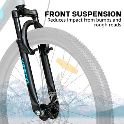 VESCO Drift 26 T MTB Cycle for Men with Front Suspension/Disc Brake/Single Speed Mountain Bicycle | Ideal for Adult & Boys (Grey),18 inches 