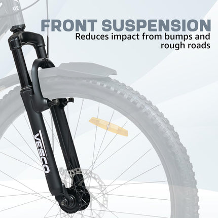 VESCO Drift 26T Cycle 7 Speed Gear | Cycle for Men/Boys 15+ Age | 18 inch Frame | Mountain Bicycle with Front Suspension & Dual Disc Brakes | Ideal for Men/Women (Charcoal Grey) 