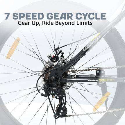 VESCO Drift 26T Cycle 7 Speed Gear | Cycle for Men/Boys 15+ Age | 18 inch Frame | Mountain Bicycle with Front Suspension & Dual Disc Brakes | Ideal for Men/Women (Charcoal Grey) 
