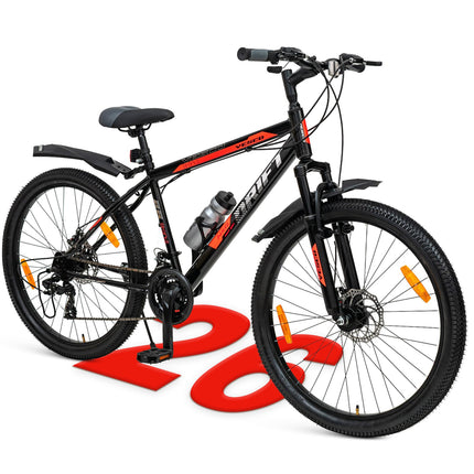 VESCO Drift NXG 26T MTB 21 Speed Gear Cycle with Front Suspension and Dual Disc Brake | Frame 18 Inch | Ideal for Adult Men & Women (Black) 