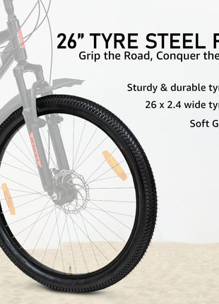 VESCO Drift NXG 26T MTB 21 Speed Gear Cycle with Front Suspension and Dual Disc Brake | Frame 18 Inch | Ideal for Adult Men & Women (Black) 