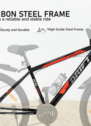 VESCO Drift NXG 26T MTB 21 Speed Gear Cycle with Front Suspension and Dual Disc Brake | Frame 18 Inch | Ideal for Adult Men & Women (Black) 