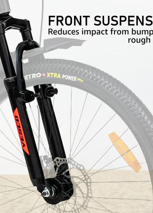 VESCO Drift NXG 26T MTB 21 Speed Gear Cycle with Front Suspension and Dual Disc Brake | Frame 18 Inch | Ideal for Adult Men & Women (Black) 