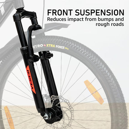 VESCO Drift NXG 26T MTB 21 Speed Gear Cycle with Front Suspension and Dual Disc Brake | Frame 18 Inch | Ideal for Adult Men & Women (Black) 