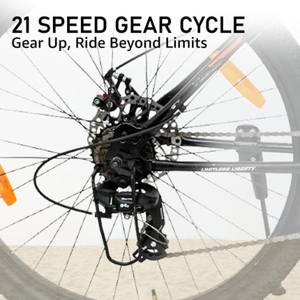 VESCO Drift NXG 26T MTB 21 Speed Gear Cycle with Front Suspension and Dual Disc Brake | Frame 18 Inch | Ideal for Adult Men & Women (Black) 