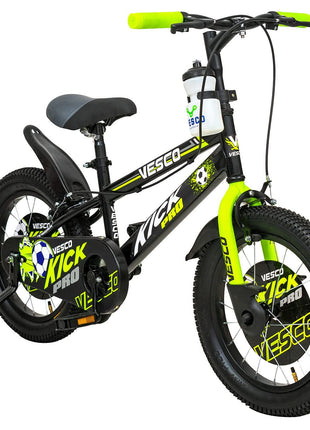 VESCO Kick Pro 16T Kids Cycle with Side Wheels | Rigid Suspension | 11 Inches Frame | Ideal for 4 to 6 Years Boys & Girls Kids Bike (Green) 