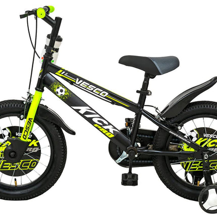 VESCO Kick Pro 16T Kids Cycle with Side Wheels | Rigid Suspension | 11 Inches Frame | Ideal for 4 to 6 Years Boys & Girls Kids Bike (Green) 