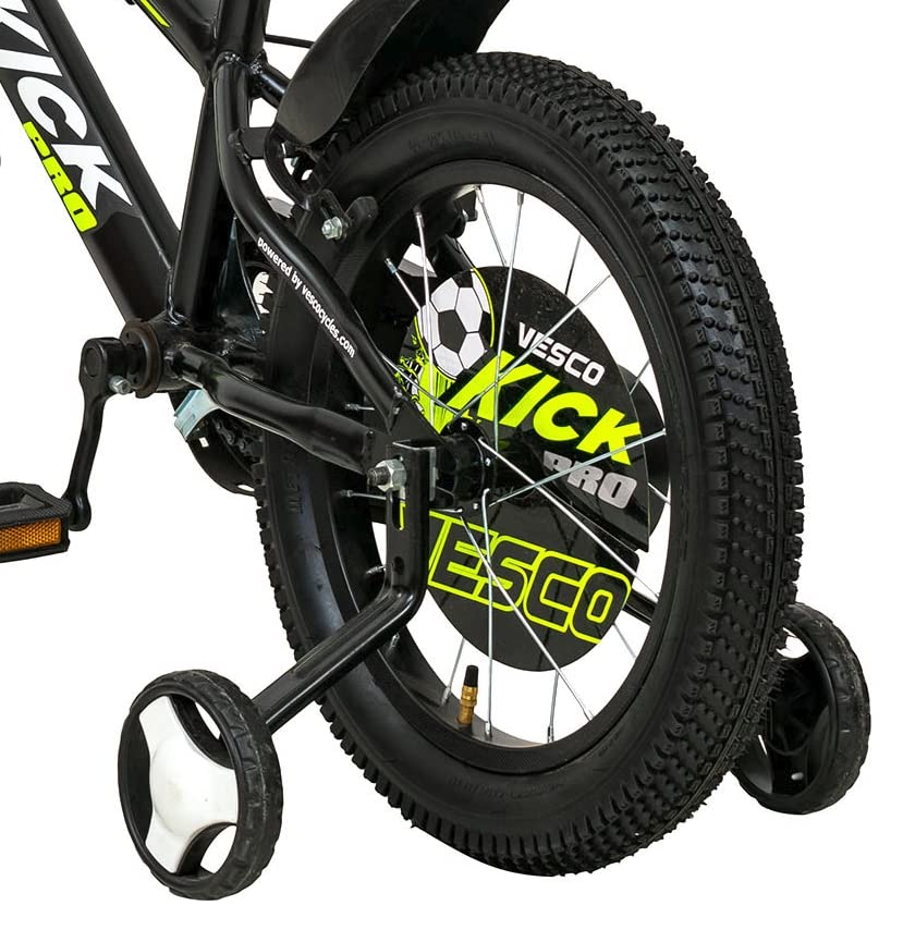 VESCO Kick Pro 16T Kids Cycle with Side Wheels | Rigid Suspension | 11 Inches Frame | Ideal for 4 to 6 Years Boys & Girls Kids Bike (Green) 