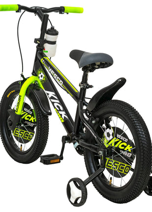 VESCO Kick Pro 16T Kids Cycle with Side Wheels | Rigid Suspension | 11 Inches Frame | Ideal for 4 to 6 Years Boys & Girls Kids Bike (Green) 