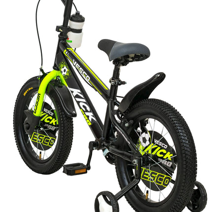 VESCO Kick Pro 16T Kids Cycle with Side Wheels | Rigid Suspension | 11 Inches Frame | Ideal for 4 to 6 Years Boys & Girls Kids Bike (Green) 