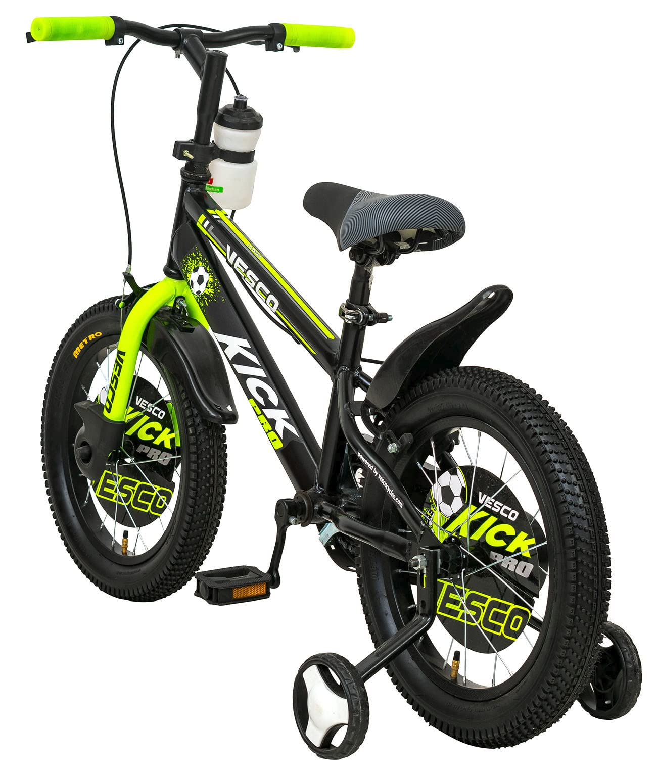 VESCO Kick Pro 16T Kids Cycle with Side Wheels | Rigid Suspension | 11 Inches Frame | Ideal for 4 to 6 Years Boys & Girls Kids Bike (Green) 