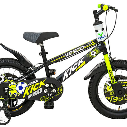 VESCO Kick Pro 16T Kids Cycle with Side Wheels | Rigid Suspension | 11 Inches Frame | Ideal for 4 to 6 Years Boys & Girls Kids Bike (Green) 
