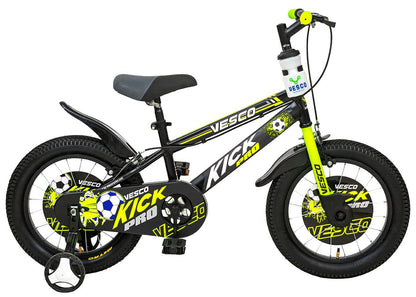 VESCO Kick Pro 16T Kids Cycle with Side Wheels | Rigid Suspension | 11 Inches Frame | Ideal for 4 to 6 Years Boys & Girls Kids Bike (Green) 