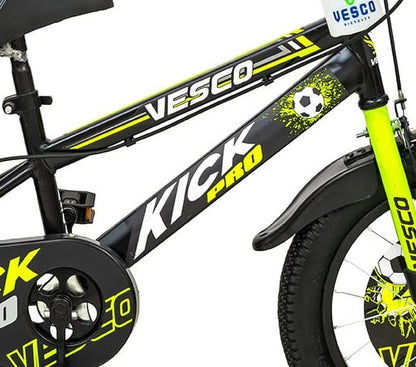 VESCO Kick Pro 16T Kids Cycle with Side Wheels | Rigid Suspension | 11 Inches Frame | Ideal for 4 to 6 Years Boys & Girls Kids Bike (Green) 