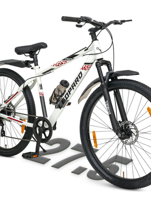 VESCO Leopard 27.5T MTB 7 Speed Gear Cycle for Men | Front Suspension | Dual Disc Brake | Frame 18 Inch | Mountain Bike | Ideal for 15+ Years Adult Men & Women (White) 