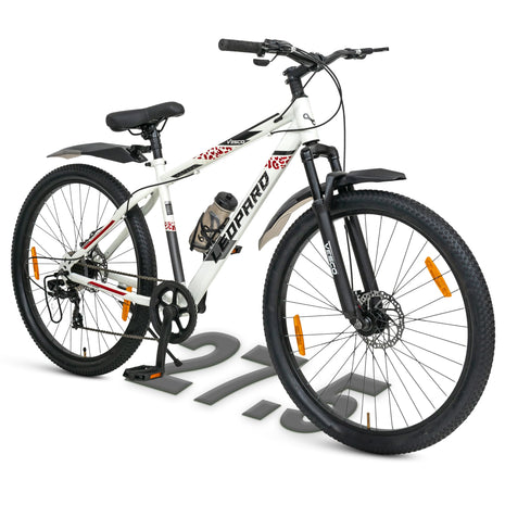 VESCO Leopard 27.5T MTB 7 Speed Gear Cycle for Men | Front Suspension | Dual Disc Brake | Frame 18 Inch | Mountain Bike | Ideal for 15+ Years Adult Men & Women (White) 