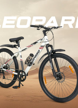 VESCO Leopard 27.5T MTB 7 Speed Gear Cycle for Men | Front Suspension | Dual Disc Brake | Frame 18 Inch | Mountain Bike | Ideal for 15+ Years Adult Men & Women (White) 