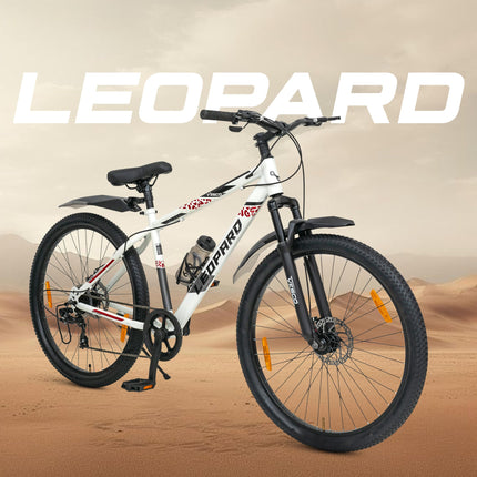 VESCO Leopard 27.5T MTB 7 Speed Gear Cycle for Men | Front Suspension | Dual Disc Brake | Frame 18 Inch | Mountain Bike | Ideal for 15+ Years Adult Men & Women (White) 