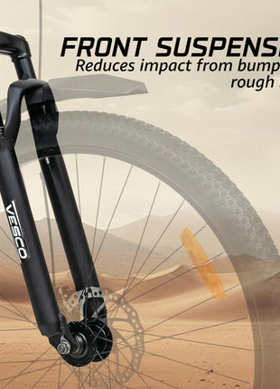 VESCO Leopard 27.5T MTB 7 Speed Gear Cycle for Men | Front Suspension | Dual Disc Brake | Frame 18 Inch | Mountain Bike | Ideal for 15+ Years Adult Men & Women (White) 