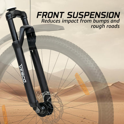 VESCO Leopard 27.5T MTB 7 Speed Gear Cycle for Men | Front Suspension | Dual Disc Brake | Frame 18 Inch | Mountain Bike | Ideal for 15+ Years Adult Men & Women (White) 