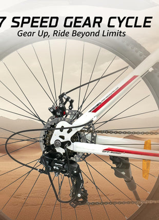 VESCO Leopard 27.5T MTB 7 Speed Gear Cycle for Men | Front Suspension | Dual Disc Brake | Frame 18 Inch | Mountain Bike | Ideal for 15+ Years Adult Men & Women (White) 
