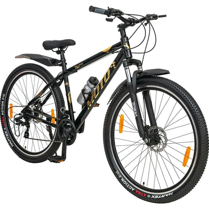 VESCO Moto 29-T MTB 21 Speed Shimano Gear Cycle for Men | Dual Disc Brake | Front Suspension | Frame 18 Inch | Mountain Bike | Ideal for 17+ Years Adult Men & Women (Gold) 