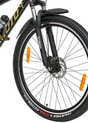 VESCO Moto 29-T MTB 21 Speed Shimano Gear Cycle for Men | Dual Disc Brake | Front Suspension | Frame 18 Inch | Mountain Bike | Ideal for 17+ Years Adult Men & Women (Gold) 