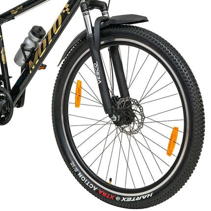 VESCO Moto 29-T MTB 21 Speed Shimano Gear Cycle for Men | Dual Disc Brake | Front Suspension | Frame 18 Inch | Mountain Bike | Ideal for 17+ Years Adult Men & Women (Gold) 