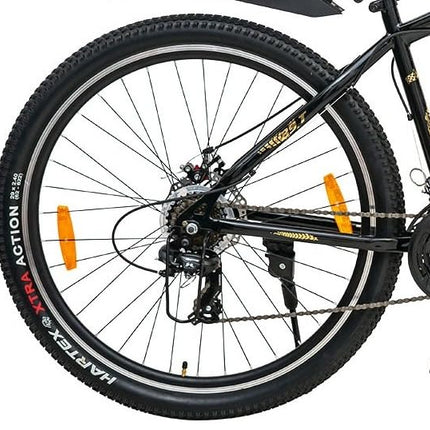 VESCO Moto 29-T MTB 21 Speed Shimano Gear Cycle for Men | Dual Disc Brake | Front Suspension | Frame 18 Inch | Mountain Bike | Ideal for 17+ Years Adult Men & Women (Gold) 