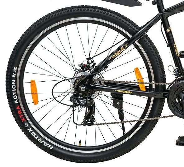 VESCO Moto 29-T MTB 21 Speed Shimano Gear Cycle for Men | Dual Disc Brake | Front Suspension | Frame 18 Inch | Mountain Bike | Ideal for 17+ Years Adult Men & Women (Gold) 