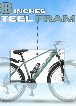 VESCO Throttle 29-T MTB 21 Speed Shimano Gear Cycle for Men | Dual Disc Brake | Front Suspension | Frame 18 Inch | Mountain Bike | Ideal for 17+ Years Adult Men & Women (Grey) 