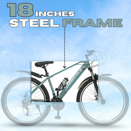 VESCO Throttle 29-T MTB 21 Speed Shimano Gear Cycle for Men | Dual Disc Brake | Front Suspension | Frame 18 Inch | Mountain Bike | Ideal for 17+ Years Adult Men & Women (Grey) 
