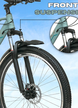 VESCO Throttle 29-T MTB 21 Speed Shimano Gear Cycle for Men | Dual Disc Brake | Front Suspension | Frame 18 Inch | Mountain Bike | Ideal for 17+ Years Adult Men & Women (Grey) 