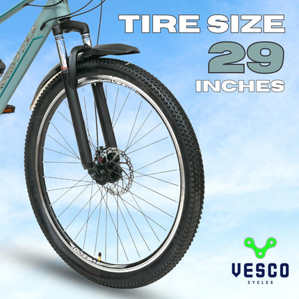 VESCO Throttle 29-T MTB 21 Speed Shimano Gear Cycle for Men | Dual Disc Brake | Front Suspension | Frame 18 Inch | Mountain Bike | Ideal for 17+ Years Adult Men & Women (Grey) 