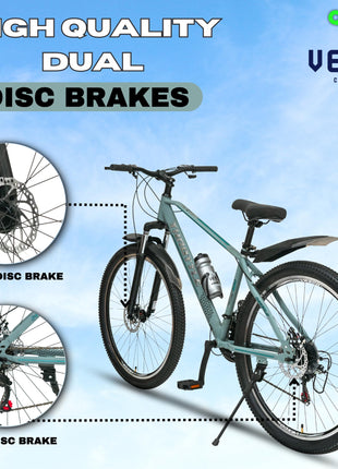 VESCO Throttle 29-T MTB 21 Speed Shimano Gear Cycle for Men | Dual Disc Brake | Front Suspension | Frame 18 Inch | Mountain Bike | Ideal for 17+ Years Adult Men & Women (Grey) 